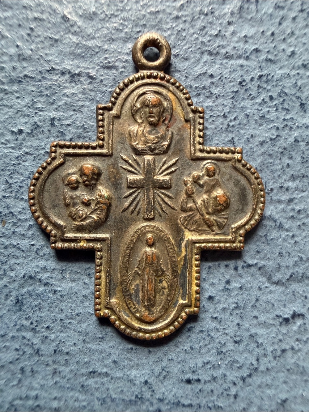 Vintage Catholic Four Way Cross Medal